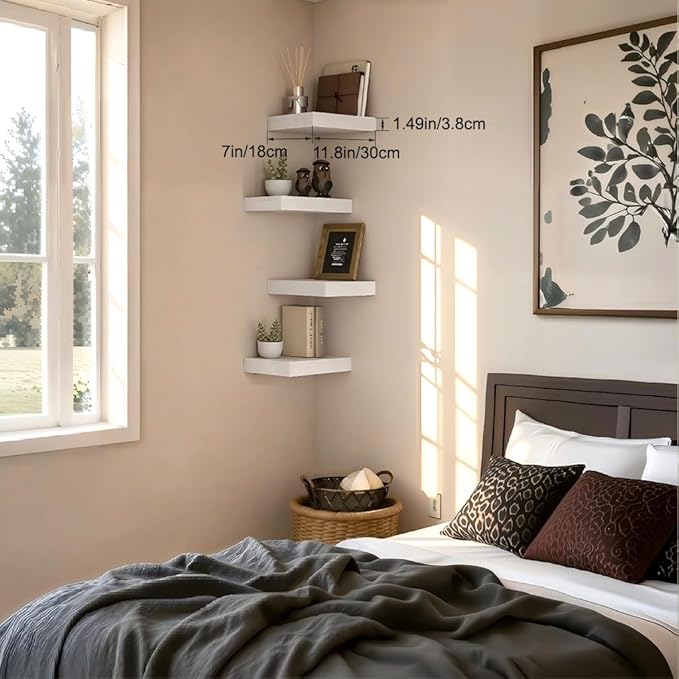 Floating Shelves for Wall, White Small 11.8" Bathroom Wall Shelves and Floating Shelf for Storage, Display Shelf for Home Decor, Over Toilet Organization for Bedroom or Living Room, 4-Pack