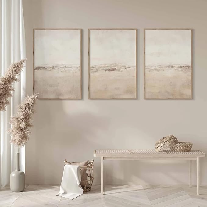 Baccone Beige Abstract Wall Art Set of 3 Neutral Canvas Wall Art Prints Boho Abstract Picture Modern Abstract Art Wall Decor Minimalist Artwork for Living Room Beroom Decor 24x36 Inch Unframed