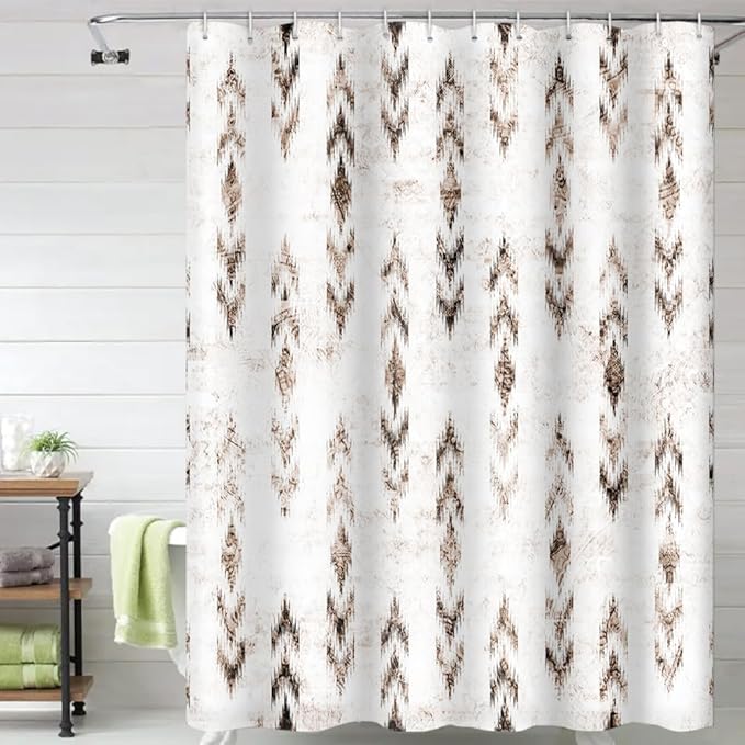Abstract Shower Curtain Grunge Rustic Black Brown Blurry Arrow Pattern Shower Curtains for Modern Farmhouse Bathroom Waterproof Fabric Decor Set with Hooks, 69W x 70H Inch