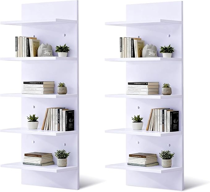 Wall Shelf Unit, 2 Pack White Lack Wall Shelf for Home Display, Ideal for Bedroom,Living Room,Office Decor,Lack Shelves for Book,Shoe,Vanity,Purse (11.8"×31.5"×5.5")