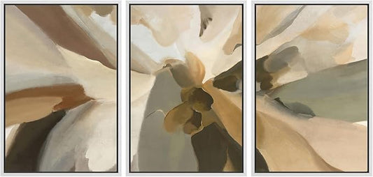 MUDECOR Framed Wall Art Print Set Minimalist Earthy Abstract Floral Illustrations Modern Art Boho Decorative Colorful Chic for Living Room, Bedroom, Office - 16"x24"x3 White