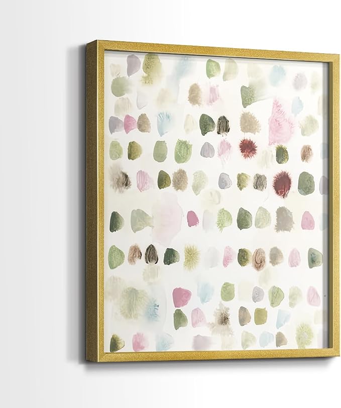 Renditions Gallery Set of 2 Peel & Stick Framed Prints, Hand Drawn Abstract Wall Art, Watercolor Seamless Pattern Wall Decor, Re-Stickable - Ready to Hang - 8"x10" - GOLD Frame LT588