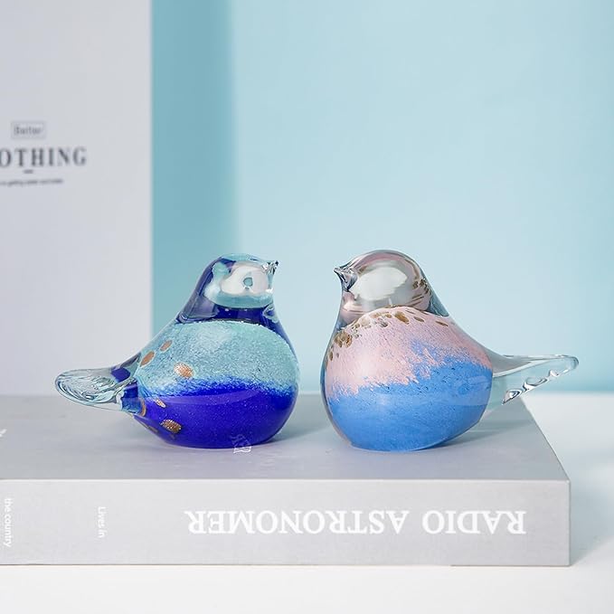 Glass Bird Decor Crystal Bird Sculpture Nature-Themed Home Accents Figurines Ornament Modern Art Living Room Shelves Tabletops