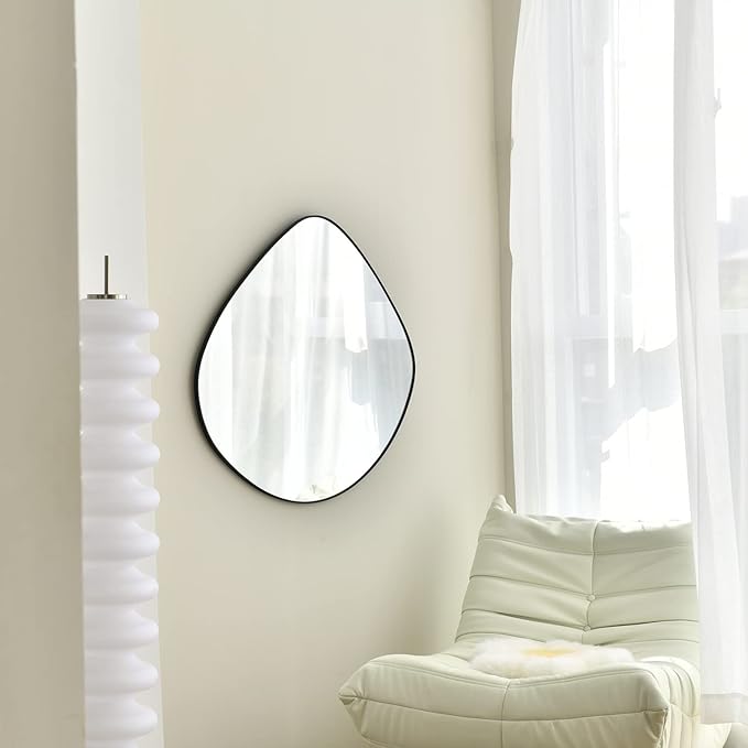 Irregular Wall Mirror Matel Matte Black Framed Wall Mirror for Living Room Bedroom Bathroom Entryway Wall Decor 23.6" L x 23.6" W ELE-004B