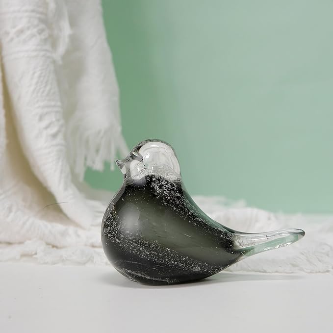 Glass Bird Decor Crystal Bird Sculpture Nature-Themed Home Accents Figurines Ornament Modern Art Living Room Shelves Tabletops