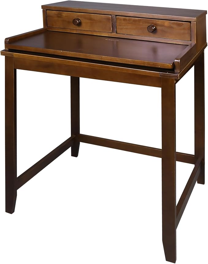 Solid Wood Home Office Computer Desk with Drawers, Pull-Out Tray, and Concealed Compartment