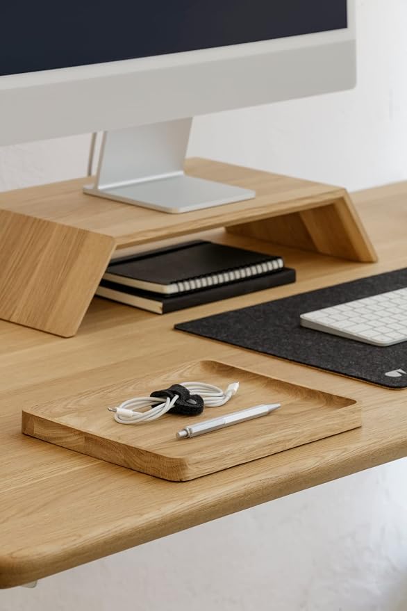 Oakywood Handcrafted wooden Catchall tray - Wooden desk organiser - Made in the EU - Natural wood desktop storage - Customizable in 3 Sizes - Natural Oak - 24x20 cm (9.4"x7.9")