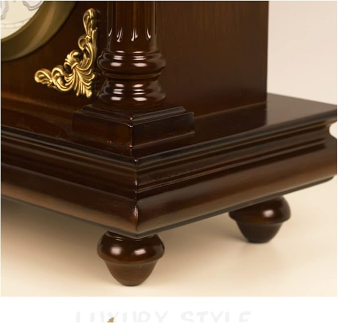 Desk Clock Brass Chinese Classical Wood Desk Clock Living Room Desktop Home Retro Ornaments Desk Clock Suitable Home Bedroom Decor