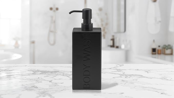 Rectangular Resin Dispenser Premium Bathroom Shampoo Conditioner Body Wash Bottle Modern Refillable Pump Design