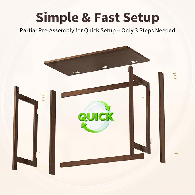 Bamboo Foldable Desk, Folding Desks for Small Spaces, 32.68 Inch Small Foldable Computer Table, Space Saving Sofa Table for Couch, Bedroom or Home Office, Brown