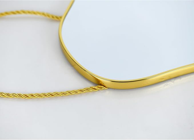 Irregular Wall Mirror, 15.6x9-inch Gold Wall-Mounted Asymmetrical Mirror, Suitable for Bathrooms, Hallways, and More (Gold)