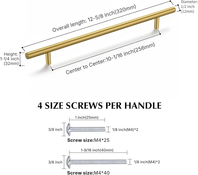 Haliwu 150 Pack Cabinet Handles Brass Gold Cabinet Pulls 10 Inch Hole Center Drawer Pulls Modern Bar Dresser Handles for Bathroom Kitchen Bedroom