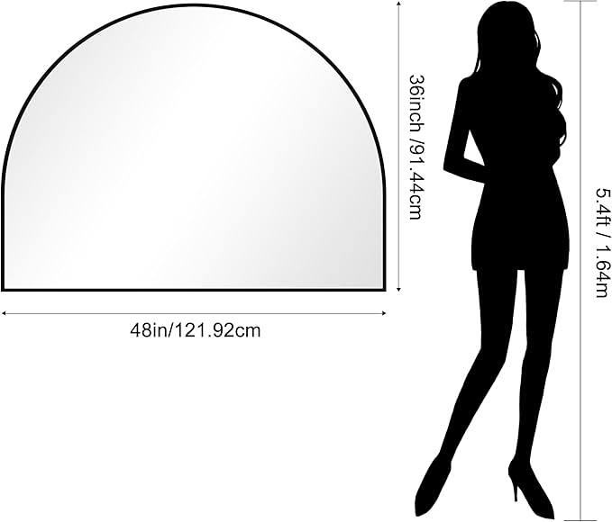 CIRCUMI Arched Wall Mirror, 48"x36" Black Arched Mirror with Tempered Glass, Metal Frame, Large Size for Entryway Table, Mantel,Living Room,Over Sink,Arch Mirror for Decor,Shatterproof&Crystal-Clear