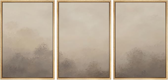 SIGNWIN Framed Canvas Print Wall Art Set Neutral Misty Forest Landscape Earth Tone Illustrations Modern Art Decorative Boho Relax/Zen Nordic for Living Room, Bedroom, Office - 16"x24"x3 Natural
