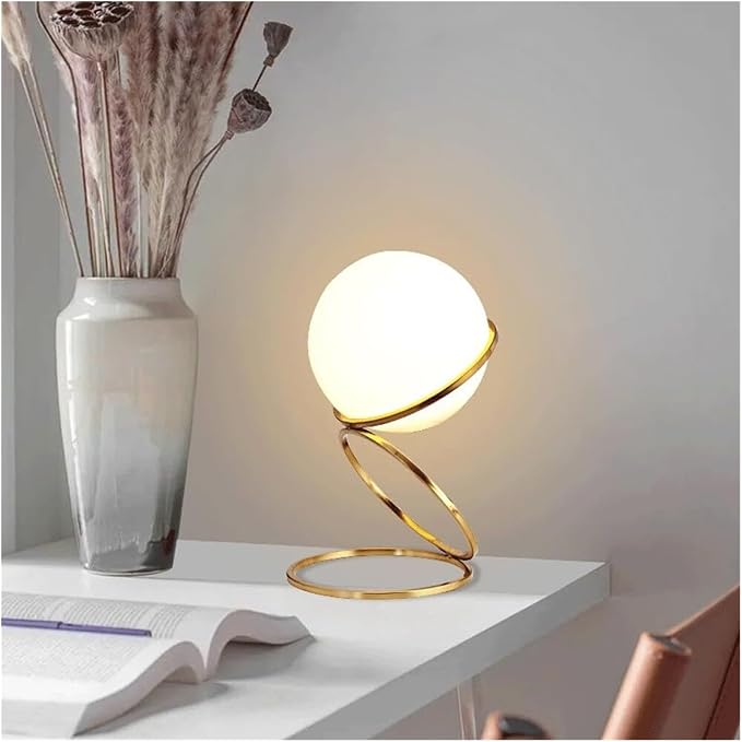 Desk Lamp Mid Century Modern Desk Lamp Creative Simple Ball Glass Bedside Table Lamp, for Apartment College Dormitory Lighting Fixture