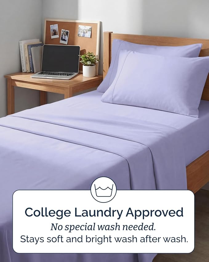 Extra Deep Twin XL Sheet Set - 4 Piece College Dorm Bed Sheets Set with Extra Deep Pockets - Ultra-Soft, Comfy & Breathable Bedding for Women, Men, Kids & Teens - Wrinkle & Fade Resistant - Lavender