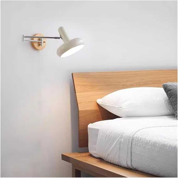 Swing Arm Wall Lamp with Switch Bedside Wall Lamp Retro Bedroom Study Retractable Folding Reading Lamp,for Illumination