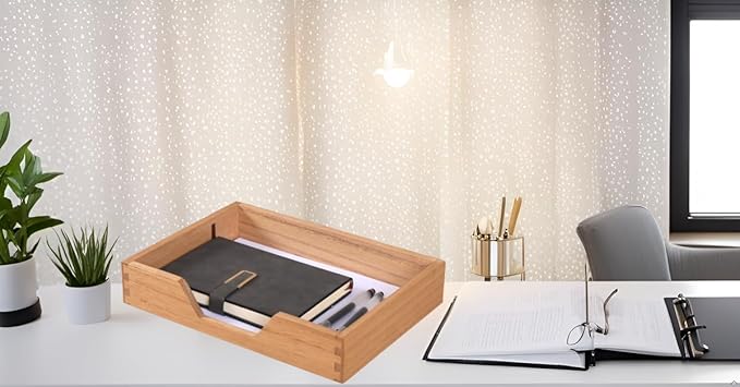 DDYURI Wood Letter-Size Tray for Office Desktop Organizer - Wooden Front-Load Documents Tray for Mail, Paper, File, Magazine, Pen,Notebook Storage Paper Holder Trays Light(DGTU-LT)