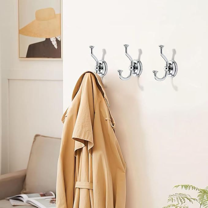 khtumeware 1 Pack 4-1/2 inch Zinc Alloy Vintage Wall Polished Chrome Large Coat Hooks Suitable for Tile, Wood Board, Glass Walls, Bathroom, Entrance Hall, Kitchen, Multi-Functional Robe Hooks