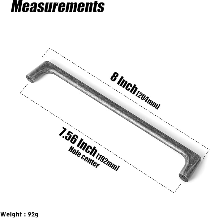 Goo-Ki Weathered Nickel Cabinet Pullls with 7.6 ''（192mm Hole Centers- Retro Style Zinc Alloy Cabinet Handles for Dresser,Wardrobe,Cupboard-6 Pack