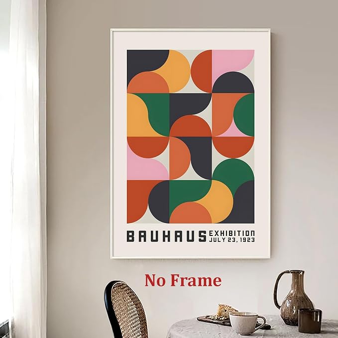 Haruhiart Bauhaus Exhibition Poster 1923 Colorful Mid Century Modern Wall Art Geometric Artwork Modern Colorful Picture for Living Room Bedroom 16x24inch Frameless