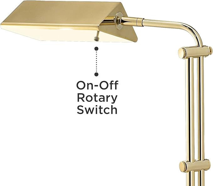 Regency Hill Tony Traditional Farmhouse Adjustable Pharmacy Floor Lamp Standing with USB Charging Port 54" Tall Brass Gold Metal Rotating Head Decor for Living Room Reading House Bedroom Home Office