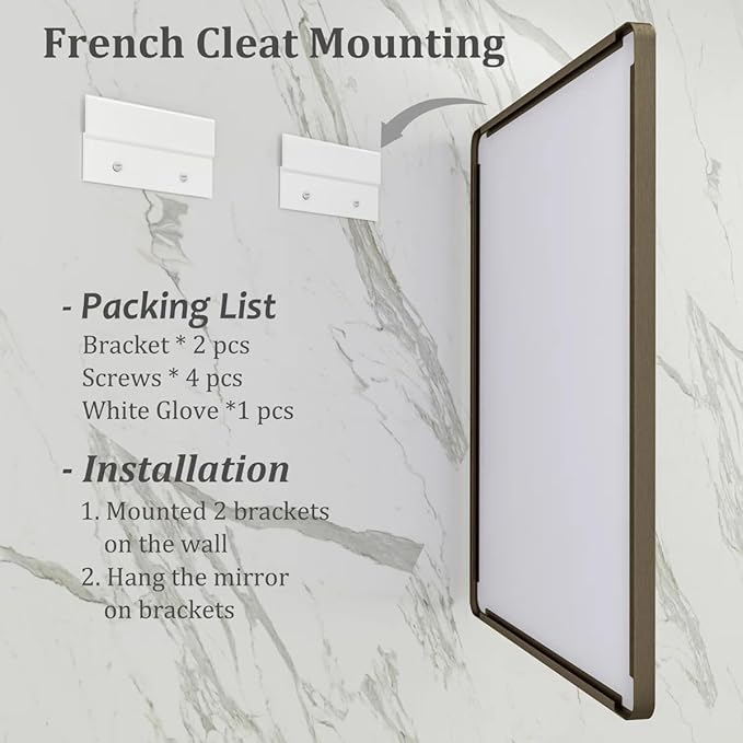 Bronze Bathroom Mirror for Wall, 55x30 Large Brushed Bronze Vanity Mirror for Bathroom, Rounded Rectangle Mirror, Anti-Rust, Shatterproof (Horizontal/Vertical)