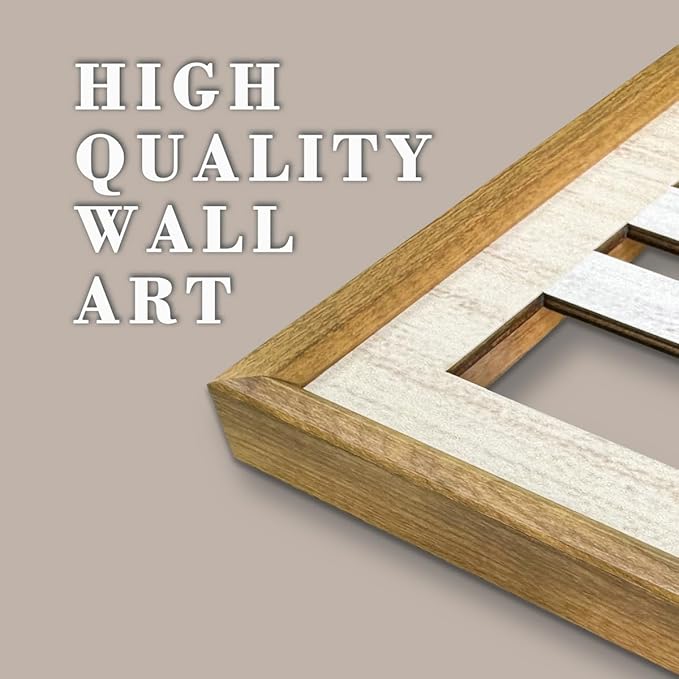 IARTTOP Large Boho Wood Wall Art Framed Mid-century Modern Wooden Wall Decor Set of 3 Green Bohemian Abstract Wall Art Decor For Bedroom Living Room Office-16 x32