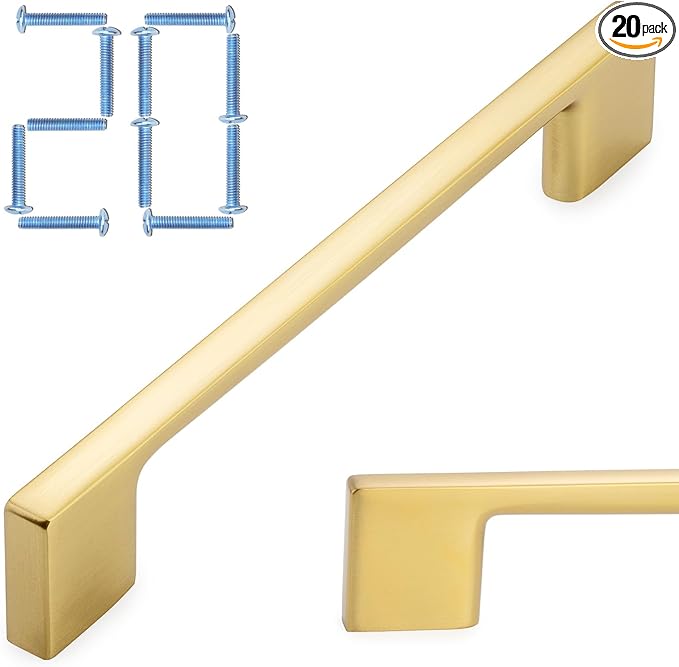 KOOFIZO 20 Pack 5 Inch Brushed Gold Kitchen Cabinet Pulls Gold Cabinet Handles Gold Cabinet Hardware for Kitchen Cabinets Drawer P01 Dresser Cupboard Bedroom Bathroom