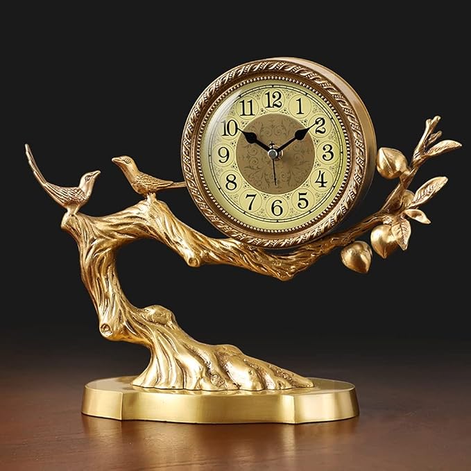 SUNESA Table Clock Brass Desk Clock Ornaments Living Room Decoration Clocks and Clocks Desktop Crafts Desk Clocks Home Desktop Antique Clocks Desk Clock