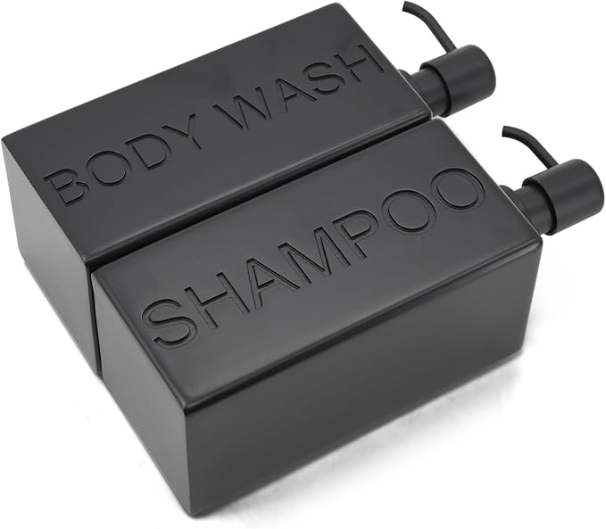 Rectangular Resin Dispenser Premium Bathroom Shampoo Conditioner Body Wash Bottle Modern Refillable Pump Design