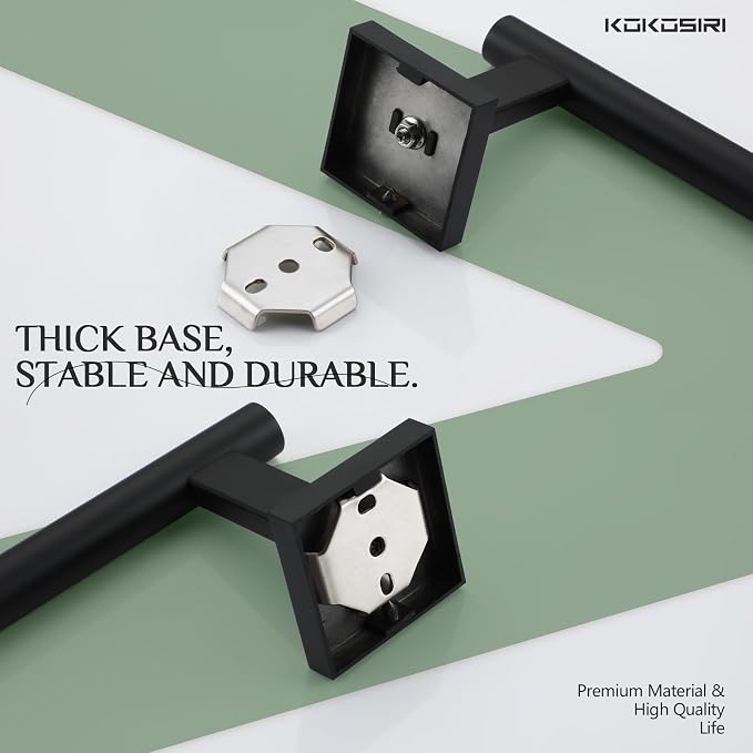 KOKOSIRI Towel Bar Matte Black Bathroom Hardware Hand Towel Rails Wall Mounted Kitchen Toilet Cabinet Paper Holder, Stainless Steel B3008BK