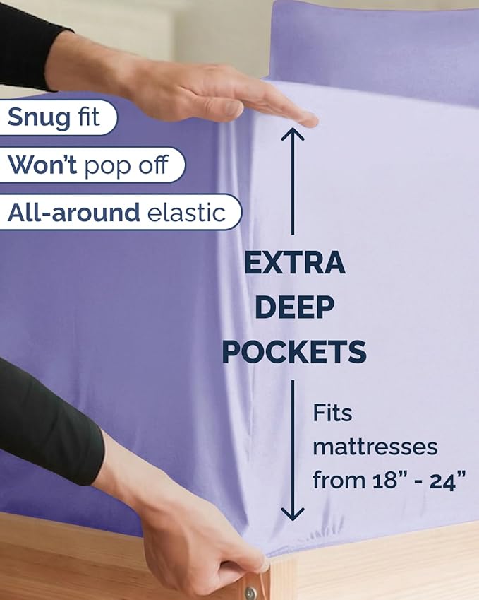 Extra Deep Twin XL Sheet Set - 4 Piece College Dorm Bed Sheets Set with Extra Deep Pockets - Ultra-Soft, Comfy & Breathable Bedding for Women, Men, Kids & Teens - Wrinkle & Fade Resistant - Lavender