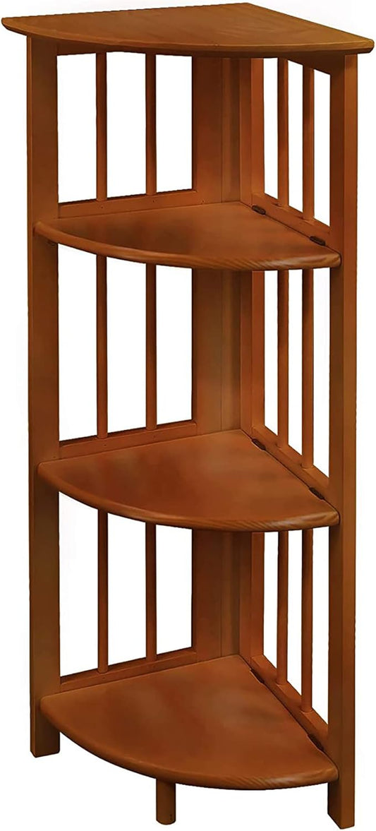 Casual Home 4-Shelf Corner Folding Bookcase, Honey Oak