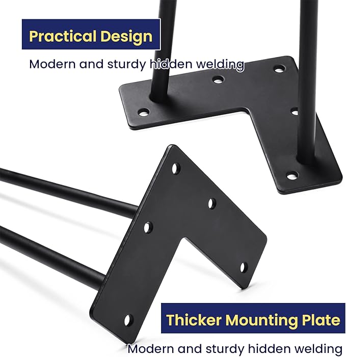 SMARTSTANDARD 7 Inch Heavy Duty Hairpin Furniture Legs, Metal Home DIY Projects for TV Stand, Sofa, Dresser with Rubber Floor Protectors Black 4PCS