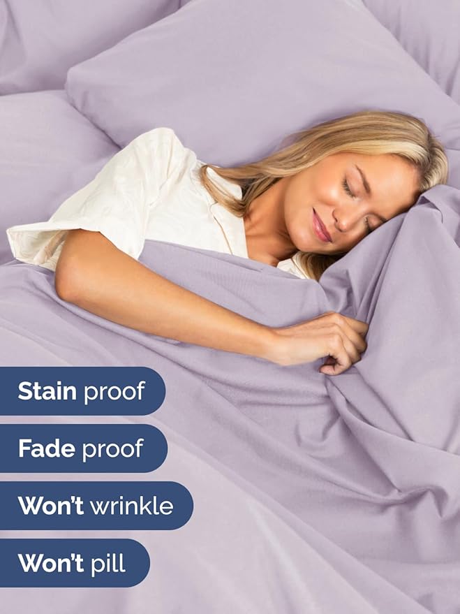 Extra Deep Twin Sheet Set - 4 Piece Breathable and Cooling Sheets - Hotel Luxury Bedding for Women, Men, Kids & Teens - Easy & Secure Fit - Soft and Wrinkle Free - Extra Deep Pockets - Light Lavender