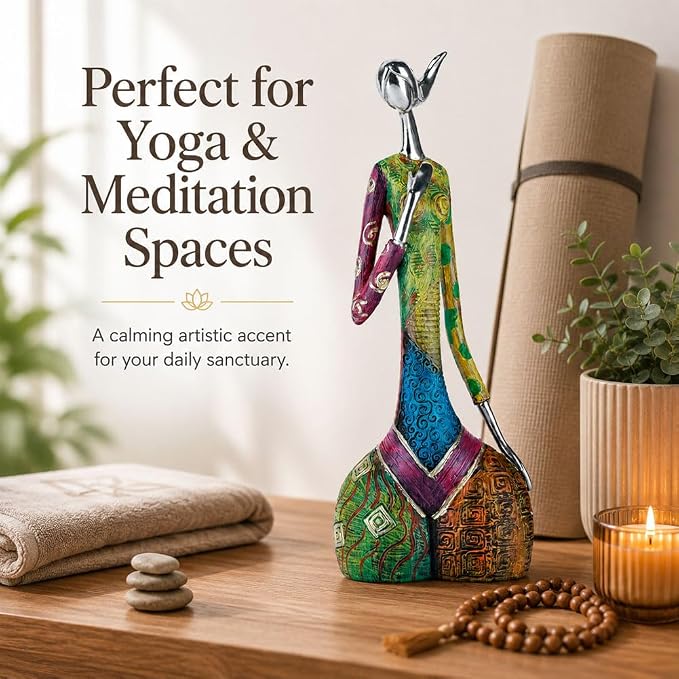 Minimalist Abstract Yoga Art Woman Statues and Sculptures, Creative Full-Color Oil Painting Art Female Statue, Modern Living Room Room Porch Centerpieces Bookcase Entryways Desktop Decor Crafts