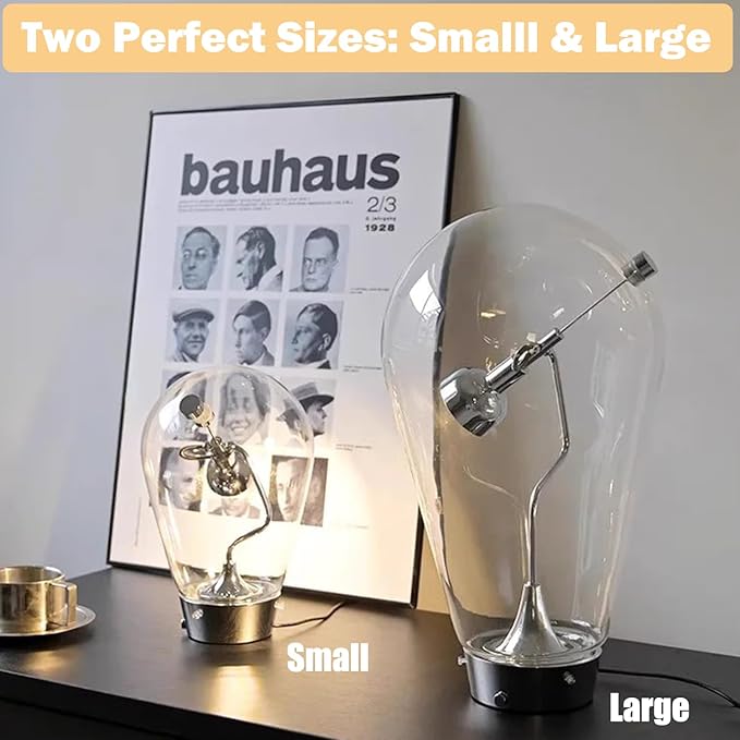 Bofea-Desk Lamp for Home Office Creative Globe Glass Table Lamp with Magnetic Metal Swing Arm Lamps Reading Light Touch Control Table Lamps with 3 Color Temperatures Modern Desk Light for Living Room