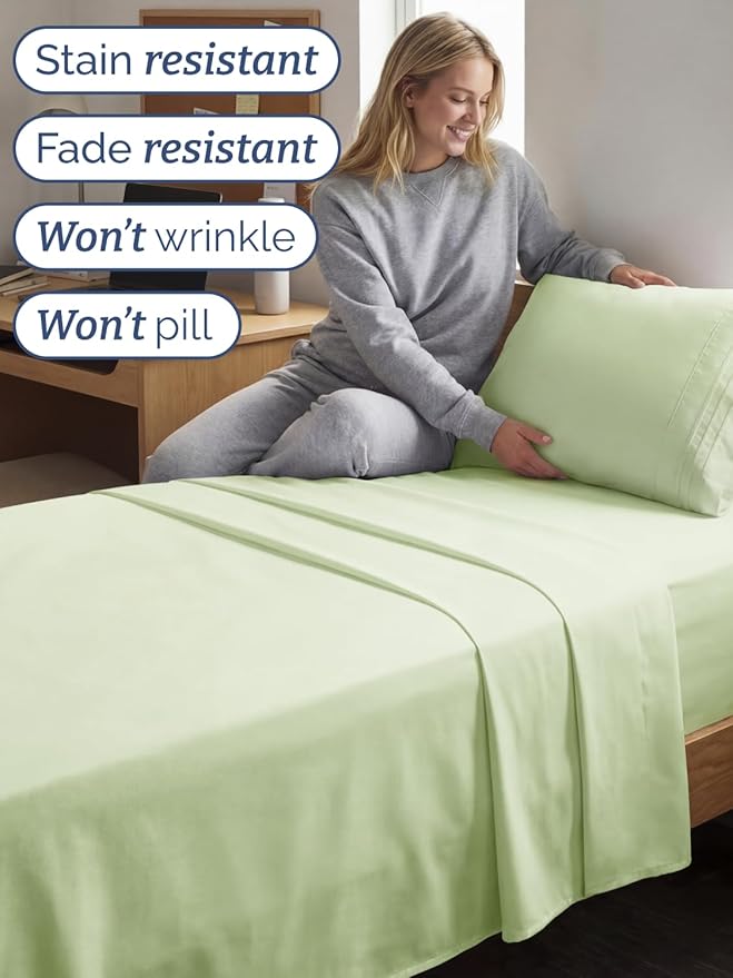 Twin XL Size 3 Piece Sheet Set - Comfy Breathable & Cooling Sheets - Hotel Luxury Bed Sheets for Women & Men - Deep Pockets, Easy-Fit, Soft & Wrinkle Free Sheets - Light Sage Green Oeko-Tex Bed Sheets