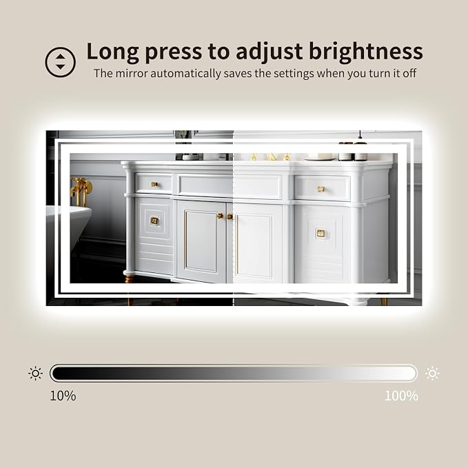 WTTY 84''x32'' LED Bathroom Mirror with Lights, Large Dimmable Led Mirror for Bathroom with Front + Backlight, Lighted Bathroom Vanity Mirrors for Wall with Anti-Fog, Memory, Shatter-Proof, ETL Listed