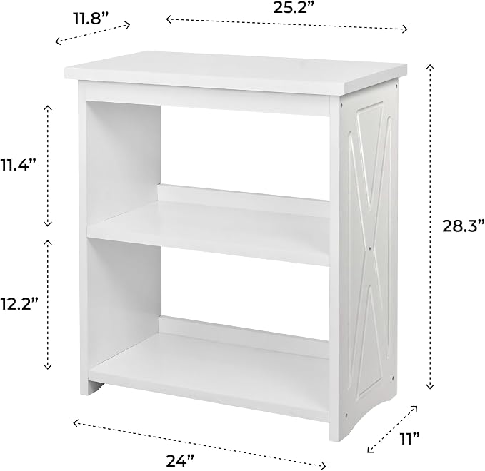 Natural Wood Bookshelf, 3 Tier Bookcase, Freestanding Display Storage Shelves Open Bookshelf for Bedroom, Living Room and Office (Brown, Open Table) (White, Table Open)