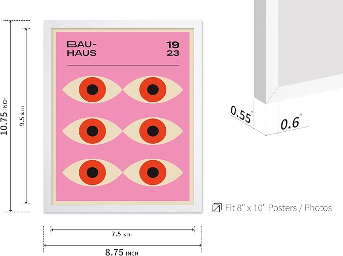 Poster Master Bauhaus Poster - Lavender Evil Eye Print - Geometric Art - Chic Boho Art - Mid Century Modern Art - Contemporary Art - Great Living Room or Bedroom Wall Decor - 8x10 White Framed