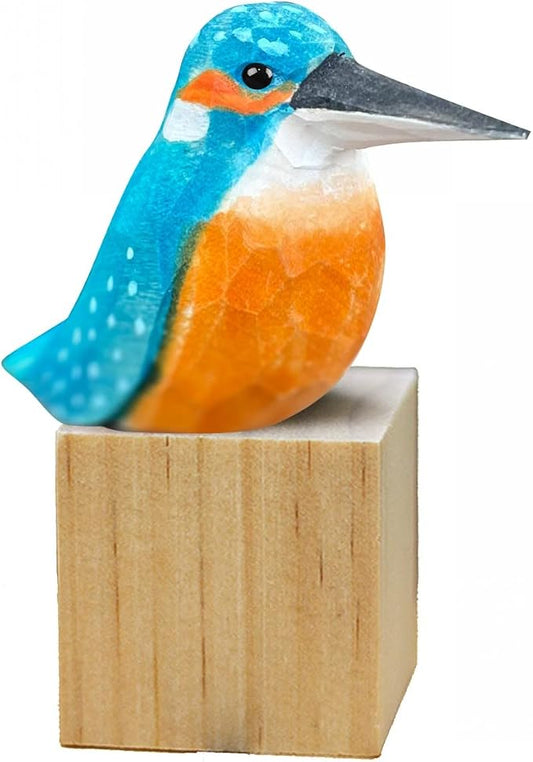 Bird Figurines Hand Carved Painted Wooden Statues for Home Decor, Gift for Bird Lovers,Housewarming, Birthday, Christmas, Anniversaries (NO.15-European Kingfisher)