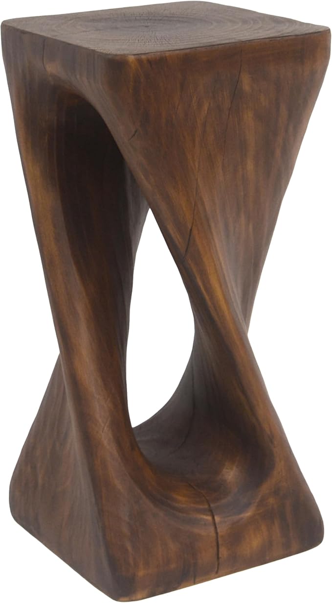 ø12.5'' Square Side Table End Table for Living Room, Modern Farmhouse Style, Magnesium Oxide & Lightweight Concrete Material for Indoor & Outdoor, No Assembly, Wood Grain, Antique Brown