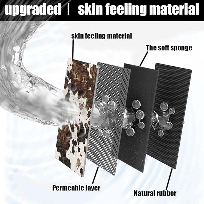Bath Mat Rug,Animal Cow Skin Texture Non Slip Quick Dry Super Absorbent Thin Bathroom Rugs Fit Under Door-Easy to Clean Bathroom Floor Mats-Shower Rug for Shower Sink Bathtub(20" x 31"in)