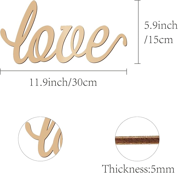 CREATCABIN LOVE Wood Cutout Front Door Wooden Decor Letters Cut Art Sign Wall Hanging Decor for Restroom Bedroom Cafe Shop Apartment Hotel Rustic Farmhouse Porch Party Valentines' Day Gifts 11.9x4.7in