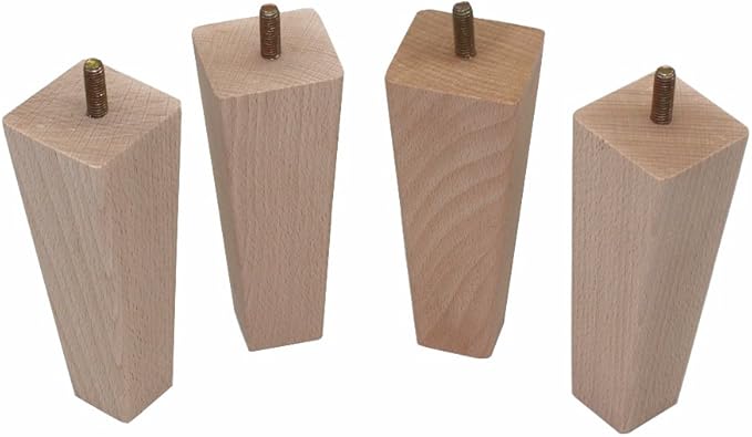 WEICHUAN Tapered Solid Beech Wood Furniture Legs for Sofa Couch Chair Ottoman Loveseat Table Cabinet Legs Furniture Feet Replacement(4.5" Straight Set of 4)
