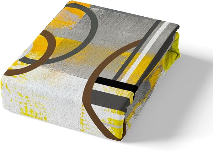 Erosebridal Ombre Duvet Cover Full,Yellow Black Gray Comforter Cover for Kids Boys Girls,Geometric Circles Swirls Bedding Set,Grunge Oil Painting Artwork Quilt Cover with 2 Pillow Cases Zipper& Ties