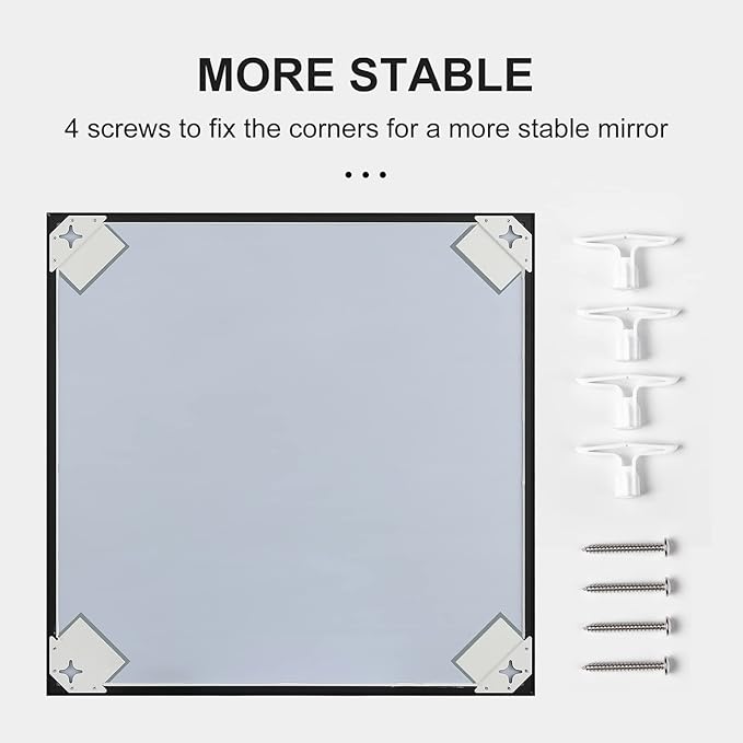 24x30 Inch Black Bathroom Mirror, Copper-Free Mirror, Aluminum Alloy Frame Vanity Mirror, Rectangle Wall Mounted Mirror, Modern Mirror for Bedroom/Living Room/Porch Horizontal or Vertical