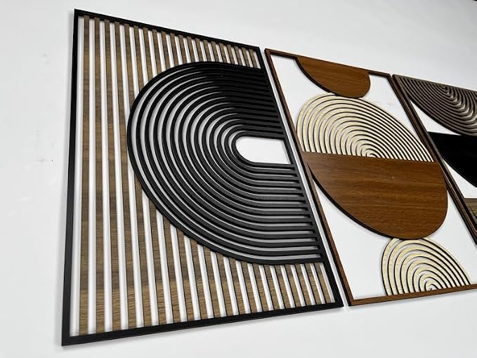 ZEYARUIBO Mid Century Modern Wood Wall Art